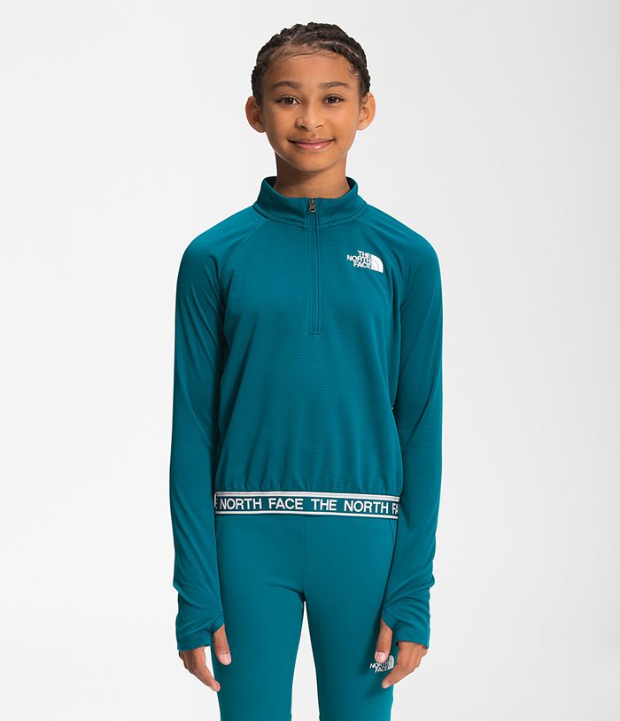 The North Face Girls Tops Reactor Thermal ¼ Zip 968ONMIKG - Blue